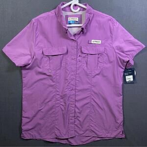 NEW Columbia PFG Laguna Madre Fishing Shirt SS Vented Womens Mulberry XL Relaxed